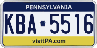 PA license plate KBA5516