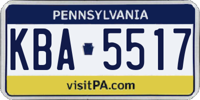 PA license plate KBA5517
