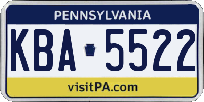 PA license plate KBA5522