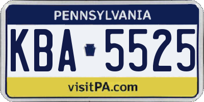 PA license plate KBA5525