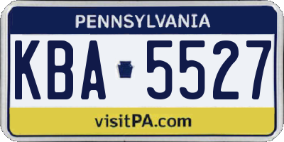 PA license plate KBA5527