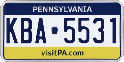 PA license plate KBA5531