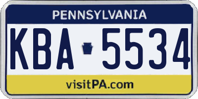 PA license plate KBA5534
