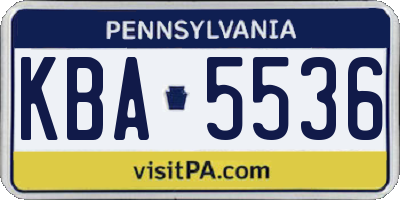 PA license plate KBA5536