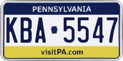 PA license plate KBA5547