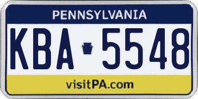 PA license plate KBA5548