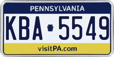 PA license plate KBA5549