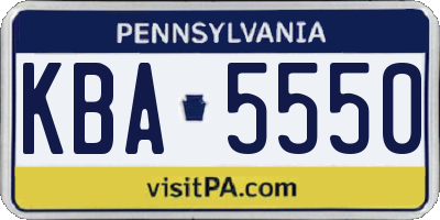 PA license plate KBA5550