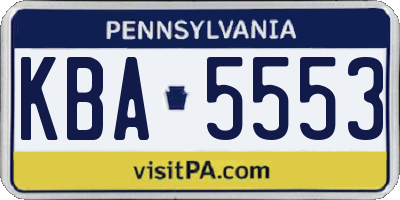 PA license plate KBA5553