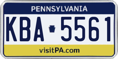 PA license plate KBA5561