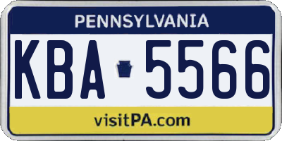 PA license plate KBA5566