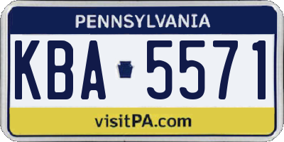 PA license plate KBA5571