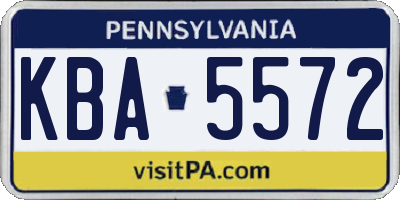 PA license plate KBA5572