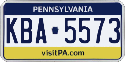 PA license plate KBA5573