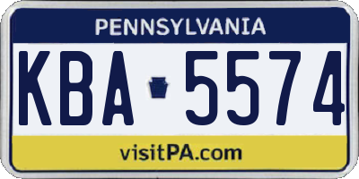 PA license plate KBA5574