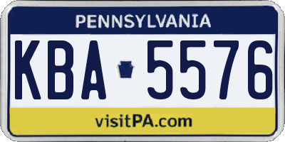 PA license plate KBA5576