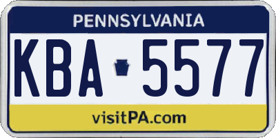 PA license plate KBA5577