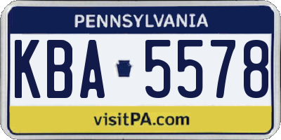 PA license plate KBA5578