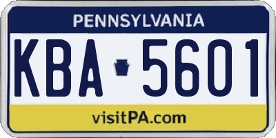 PA license plate KBA5601
