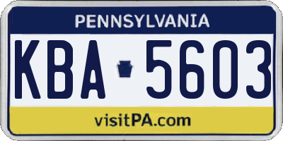 PA license plate KBA5603