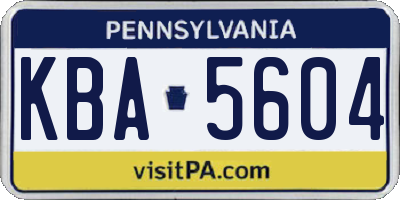 PA license plate KBA5604