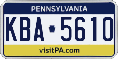 PA license plate KBA5610