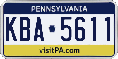 PA license plate KBA5611