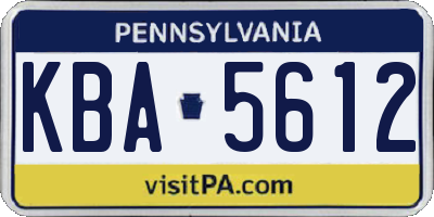 PA license plate KBA5612