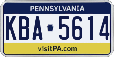 PA license plate KBA5614
