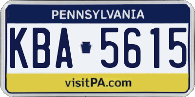 PA license plate KBA5615
