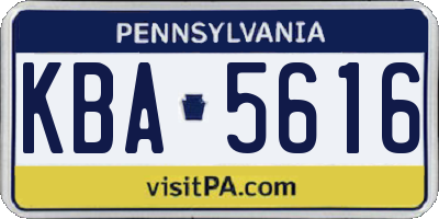 PA license plate KBA5616