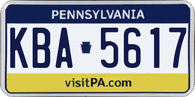 PA license plate KBA5617