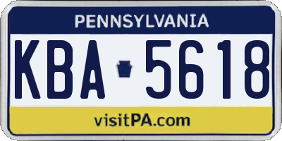 PA license plate KBA5618