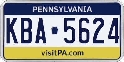 PA license plate KBA5624