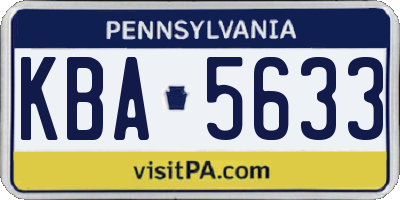 PA license plate KBA5633