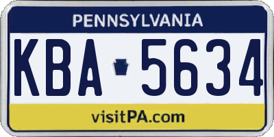 PA license plate KBA5634