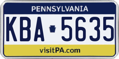 PA license plate KBA5635