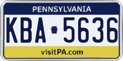 PA license plate KBA5636