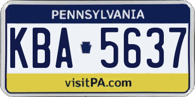 PA license plate KBA5637