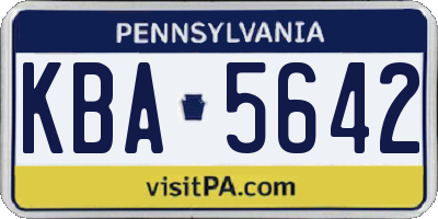 PA license plate KBA5642