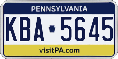 PA license plate KBA5645