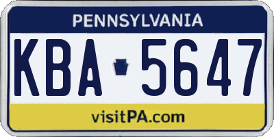 PA license plate KBA5647