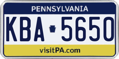 PA license plate KBA5650