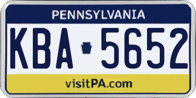 PA license plate KBA5652