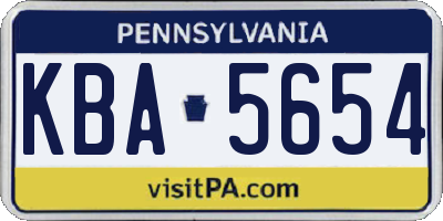 PA license plate KBA5654