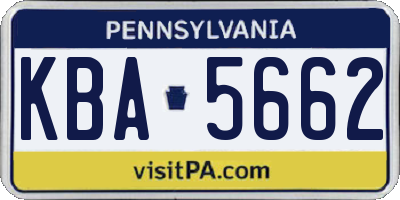 PA license plate KBA5662