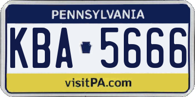 PA license plate KBA5666