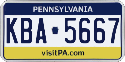 PA license plate KBA5667