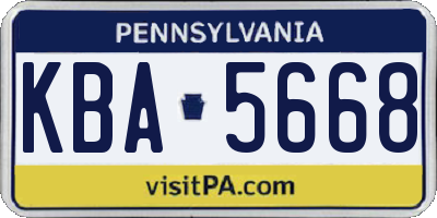 PA license plate KBA5668