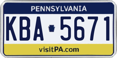 PA license plate KBA5671